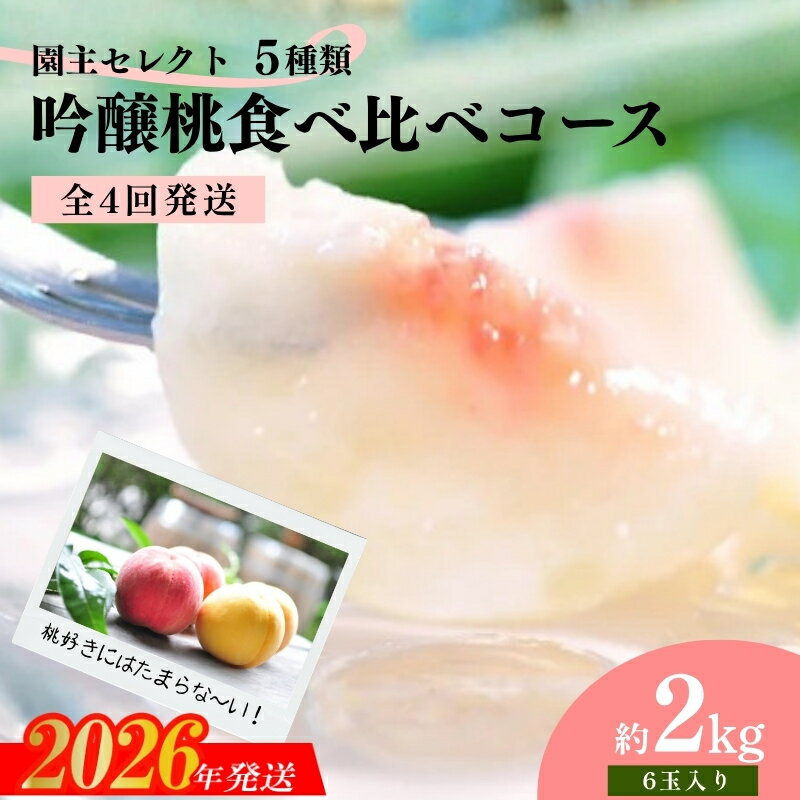 【ふるさと納税】No.1522【限定50セット】★園主セレクト 5種類の吟壌桃 食べ比べコース★【全4回発送】【2026年発送】