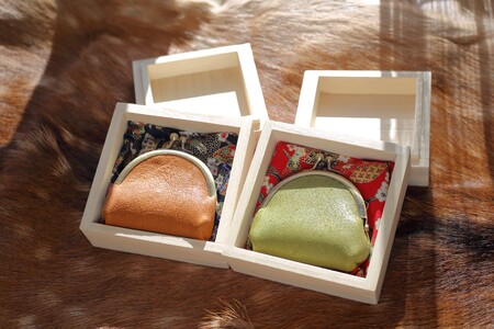 猪革コインケース 1個 若緑 がま口 財布 ジビエ レザー