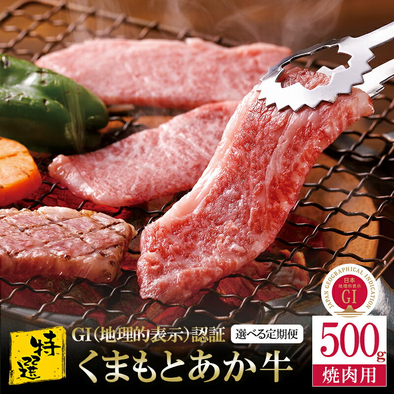 【ふるさと納税】GI認証 くまもとあか牛 特選和牛 500g 焼肉 BBQ 定期便 3ヶ月 6ヶ月 和牛 ブランド牛 あか牛 希少部位 赤身 霜降り 牛 牛肉 肉 GI認定 国産 阿蘇 小国郷 贈答 ギフト ご自宅用 送料無料【地場産品基準：類型8ハ】