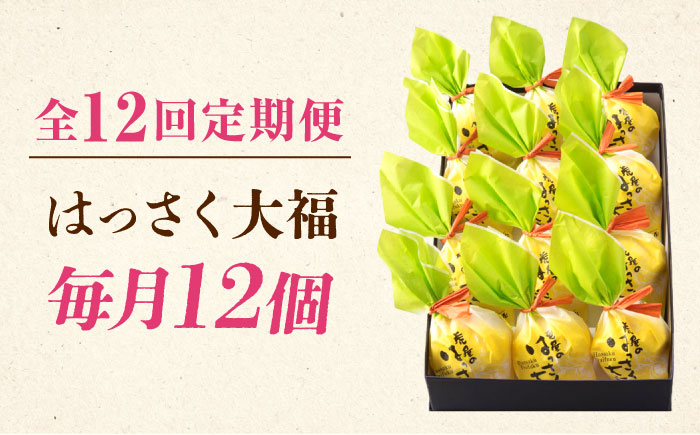 【全12回定期便】お菓子 はっさく大福12個入 お菓子 大福 八朔 柑橘 みかん オレンジ 餅 ギフト お取り寄せ スイーツ フルーツ大福 ご当地 菓子 おかし デザート 食品 人気 おすすめ 広島県
