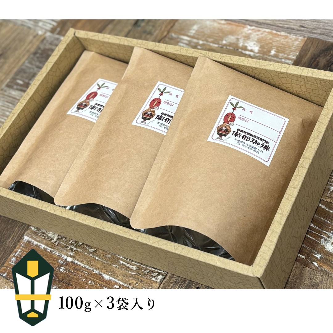 【 お中元 熨斗付 】南部珈琲 ブレンド 100g × 3袋 珈琲 コーヒー 豆 小分け 少量 ブラジル コロンビア エチオピア インドネシア 熨斗 ギフト 中元 贈り物 贈答