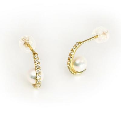 ふるさと納税 甲府市 K18 アコヤ真珠　ダイヤモンド　ピアス(#65:01052808) |  | 01