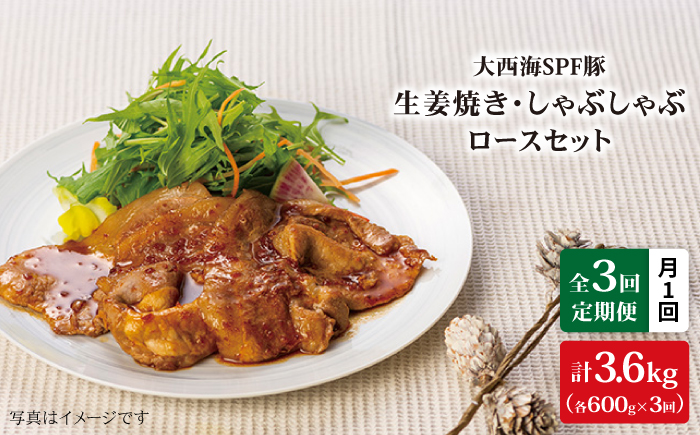 【3回定期便】大西海SPF豚 背ロース しょうが焼き用＆しゃぶしゃぶ用 計1.2kg 訳あり ＜大西海ファーム＞ [CEK042] 豚肉
