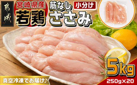 宮崎県産若鶏筋なしささみ5kg_26-M601_(都城市)  宮崎県産若鶏 真空パック 筋なしささみ ささみチーズ ささみ梅肉 棒棒鶏等 サラダ 真空冷凍