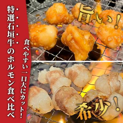 ふるさと納税 石垣市 希少な特選石垣牛のホルモンをご家庭で!!マルチョウ300g×4パック 食べ比べセット |  | 01