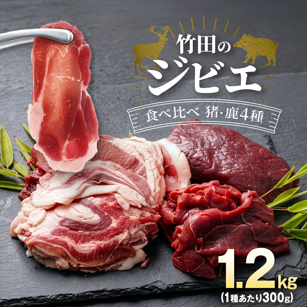 【ふるさと納税】 【レシピ付】 竹田の ジビエ 食べ比べ　猪・鹿 4種セット Bコース 1.2kg