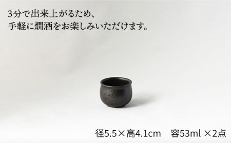 【美濃焼】＜お好みの温度でお酒を楽しむ＞酒燗器 盃2個セット 黒【山淳製陶所】【TOKI MINOYAKI返礼品】食器 徳利 お猪口 冷酒 熱燗 とっくり おちょこ ぐい呑み ぐいのみ 酒器 黒 ブラ