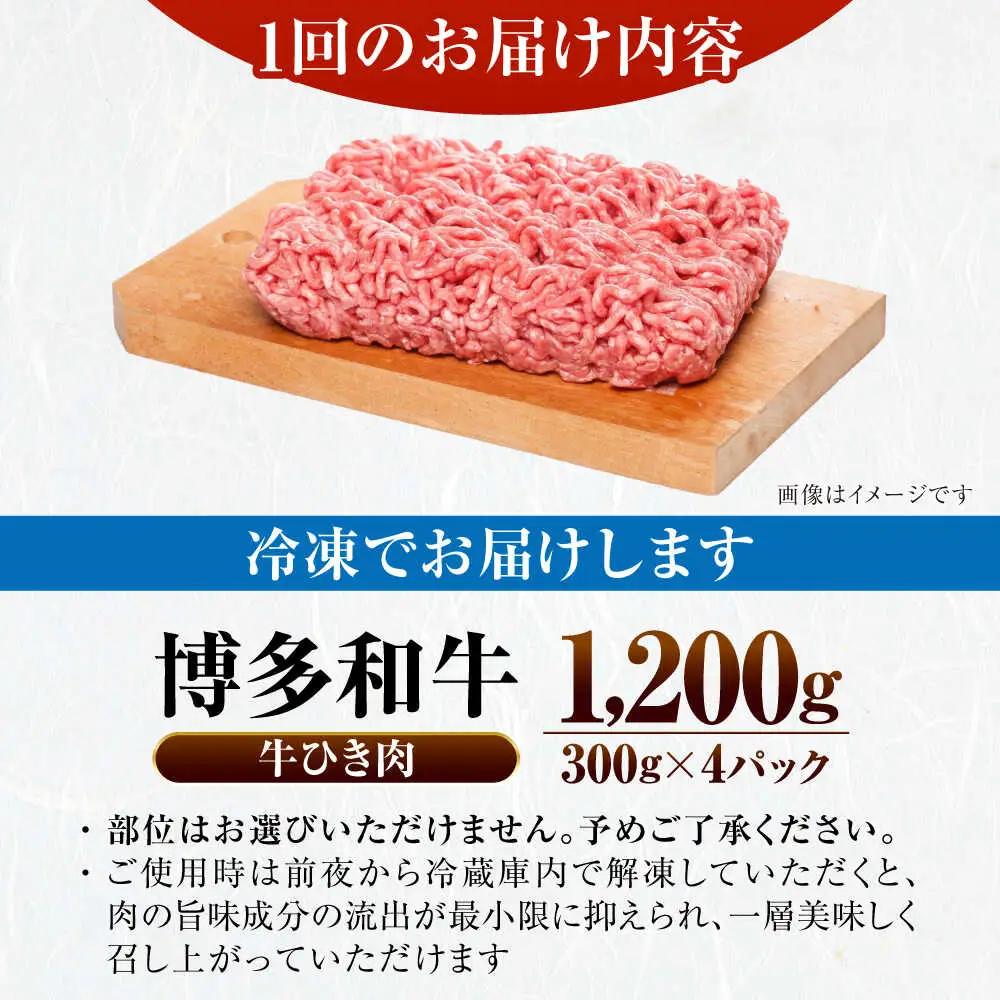 【全3回定期便】【訳あり】 博多和牛 100％ ミンチ (挽肉) 1.2kg(300g×4個) VDZ097 ひき肉 訳あり