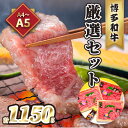 【ふるさと納税】牛肉 焼肉 A5～A4 博多和牛 厳選セット 計1150g 焼肉たれ 塩胡椒付 化粧箱入 ※配送不可:離島