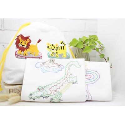 ふるさと納税 飯塚市 手刺繍巾着と刺し子布巾セット