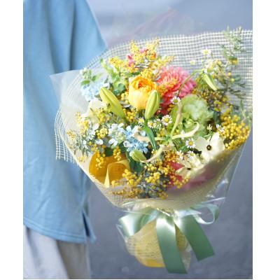 ふるさと納税 高知市 【毎月定期便】生花花束 ブーケL初回花瓶付【CG028】全3回 |  | 01