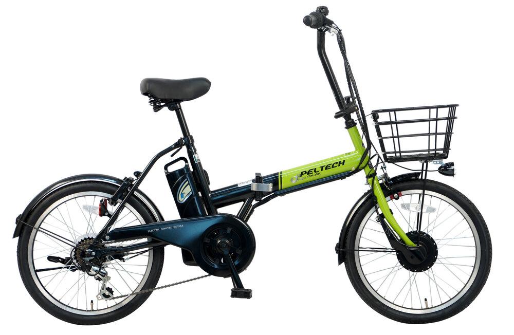PELTECH(ペルテック)ノーパンク 折り畳み電動アシスト自転車 20インチ 折り畳み外装6段変速(TDN-208LN)【簡易組立必要】【ライトグリーン】