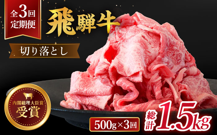 
【 3回 定期便 】【 飛騨牛 】 切り落とし 総計 1.5kg ( 1回あたり ) 500g ( 250g × 2 ) 牛肉 国産 ブランド牛 和牛 多治見市/肉のひぐち [TDC010]
