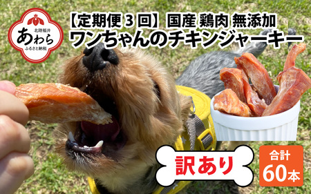 【訳あり】【定期便3回】【国産 鶏肉】20本×3回 ワンちゃんのチキンジャーキー／ ペットフード ドッグフード 犬 おやつ ご飯 愛犬 ペット チキン 鶏肉 肉 ムネ肉 手作り 