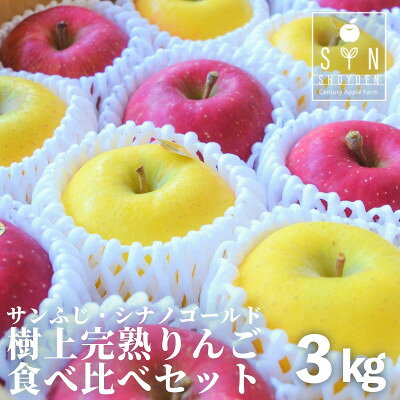 【ふるさと納税】松陽園の樹上完熟 りんご 食べ比べセット サンふじ シナノゴールド 合計 3kg 農家直送 先行予約【1373229】