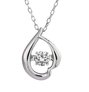 ダンシングストーンダイヤペンダント(ネックレス) 【petal】10金ホワイトゴールド・0.05ct［D10-0011］