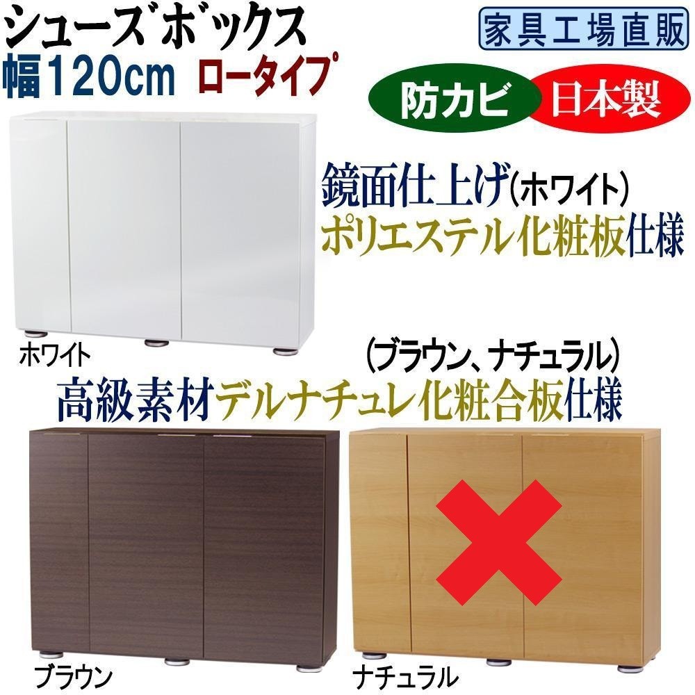 
                  【全2色】高級素材仕様 シューズボックス 幅120 ロータイプ
                