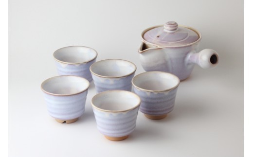 萩焼 萩むらさき朝顔茶器揃