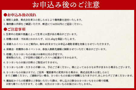 【先行予約】＜【A】おいも株オーナー制度1口セット2株 霧島紅かぐら(最低2.4kg保証)＞2026年12月中旬頃に熟成されたさつまいもをお届け! 【MI106-sh-s】【株式会社育みの里しろはと】