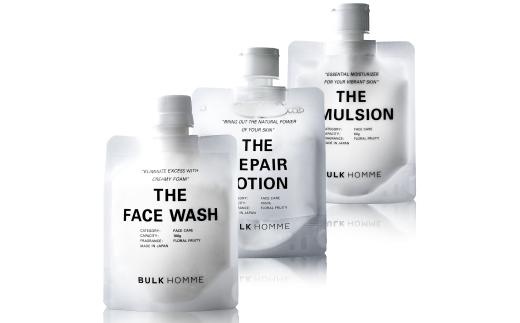 033-003　【BULK HOMME　バルクオム】FACE CARE 3STEP セット（THE FACE WASH、THEREPAIR LOTION、THE EMULSION）フェイスケア 洗顔料 薬⽤化粧⽔ 乳液 BULK HOMME