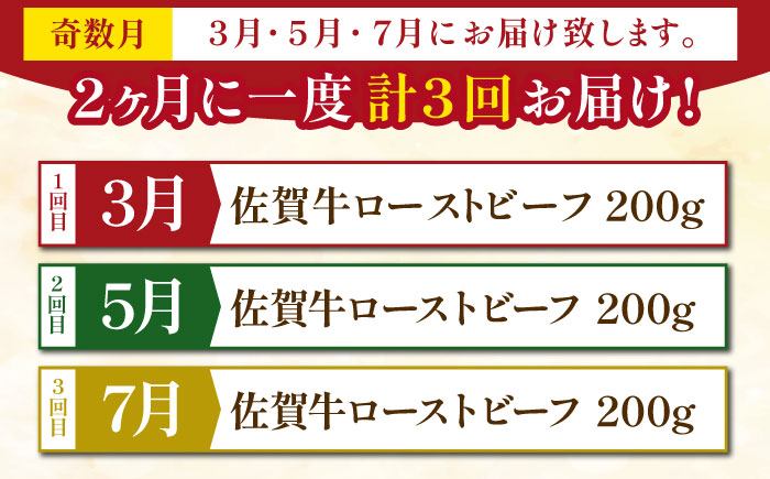 ＜奇数月発送＞【全3回定期便】三栄の佐賀牛ローストビーフ（１～2人前）200g 【肉の三栄】黒毛和牛 和牛 佐賀牛 ローストビーフ [HAA125]
