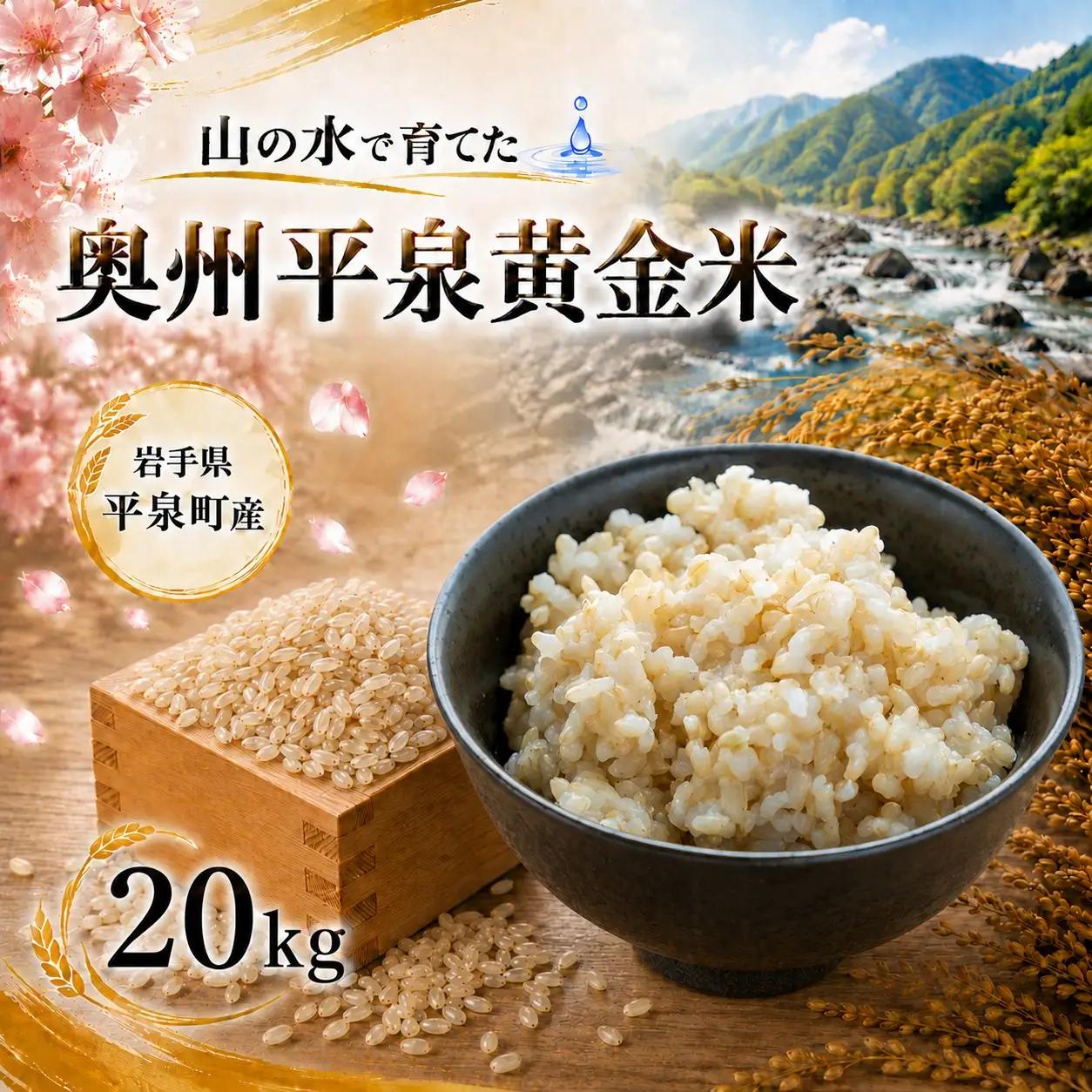 【先行予約】令和8年産 ひとめぼれ 玄米 20kg 奥州平泉黄金米【aoki017A】