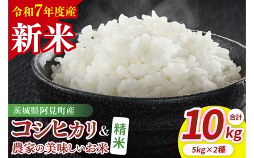 【10月中旬から発送】【先行予約】【令和7年産新米】阿見町産　精米　食べ比べ　（コシヒカリ　美味しいお米）　各5kg【お米 米 こしひかり ごはん 食べ比べ 茨城県】（85-137）