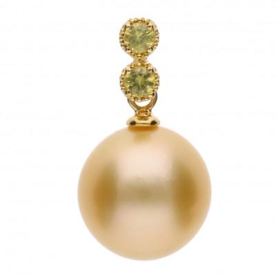 ふるさと納税 神戸市 【鞠】ゴールデンパール イエローサファイア K18 イエローゴールド ペンダントトップ
