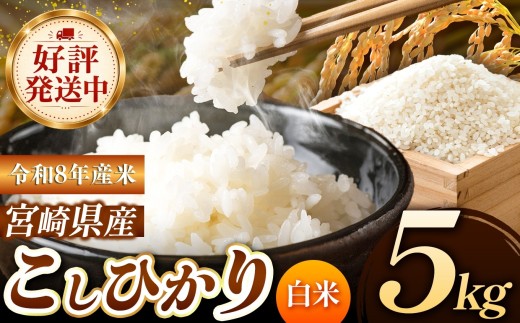 令和8年産 こしひかり 5kg （白米） 宮崎県産 | 米 こめ お米 おこめ 精米 白米 宮崎県 五ヶ瀬町