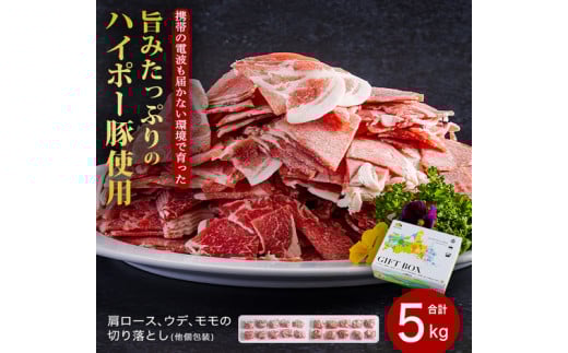 [№5681-0145]豚肉 阿武町産 豚 切り落とし 5kgセット | 携帯の電波も届かない環境で育った旨みたっぷりのハイポー豚 豚 肉 お肉 ※配送不可:離島