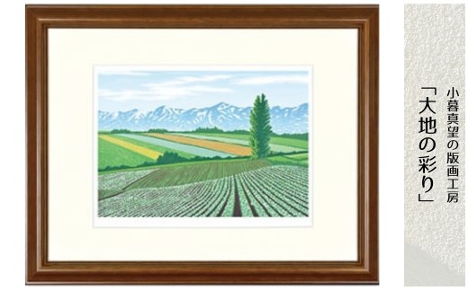 版画 小暮真望作品 「大地の彩り」 | 版画 額付 小暮真望 アート シルクスクリーン 美術品 絵画 限定 自然 風景 日本版画会 セリグラフ 埼玉県 東松山市