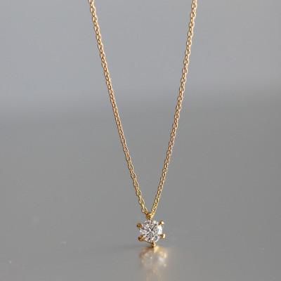 ふるさと納税 大津市 K18 金【0.2ct ラボダイヤモンドネックレス】6本たてづめ 輝き続ける美しさ 一粒ペンダント |  | 03