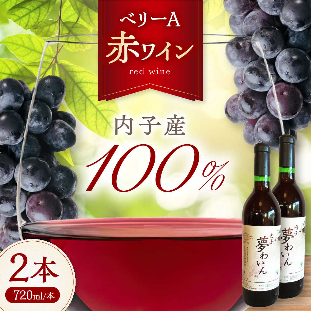 【ふるさと納税】内子夢わいん 赤ワイン (ベリーA) 約720ml 2本 / ワイン 赤ワイン ベリーA わいん wine お酒 酒 洋酒 愛媛県 愛媛 内子町 国産ワイン 日本ワイン 果実酒 送料無料 人気 家飲み 宅飲み 美味しい 【企業組合内子ワイナリー】[BKAG007]