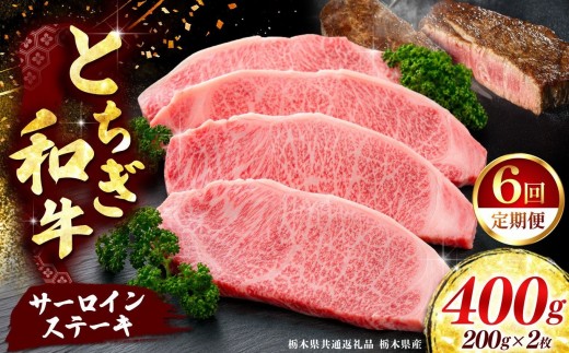 《定期便6回》【とちぎ和牛】牛肉 サーロインステーキ 200g×2P  《栃木県共通返礼品 栃木県産》