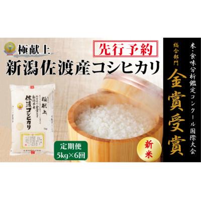 ふるさと納税 佐渡市 【発送月固定定期便】【先行受付】食味鑑定コンク-ル金賞　佐渡産コシヒカリ5kg全6回