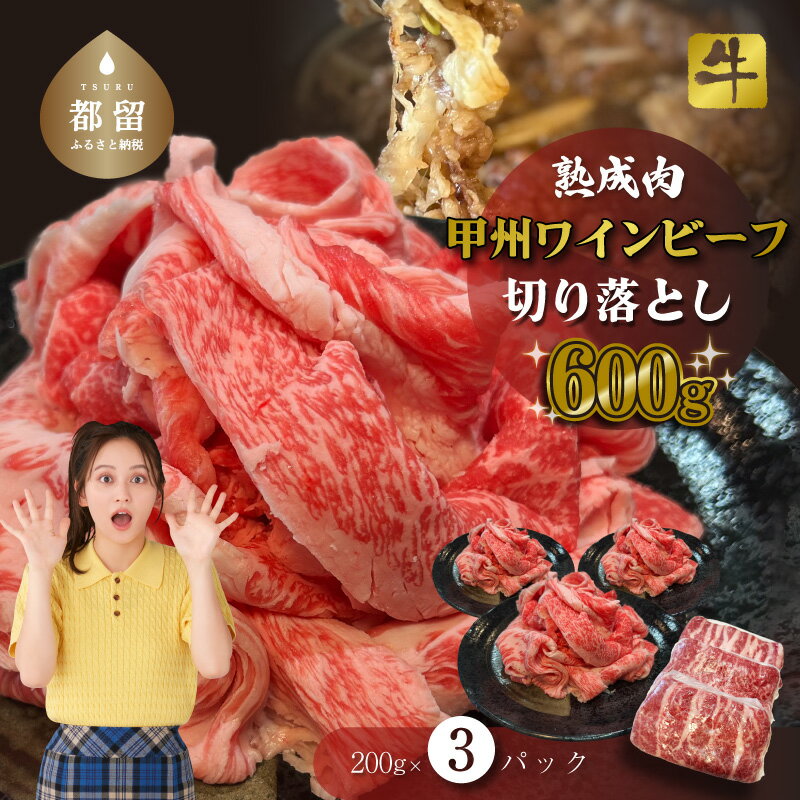 【ふるさと納税】【冷凍】甲州ワインビーフ　熟成肉 切り落とし　0.6kg