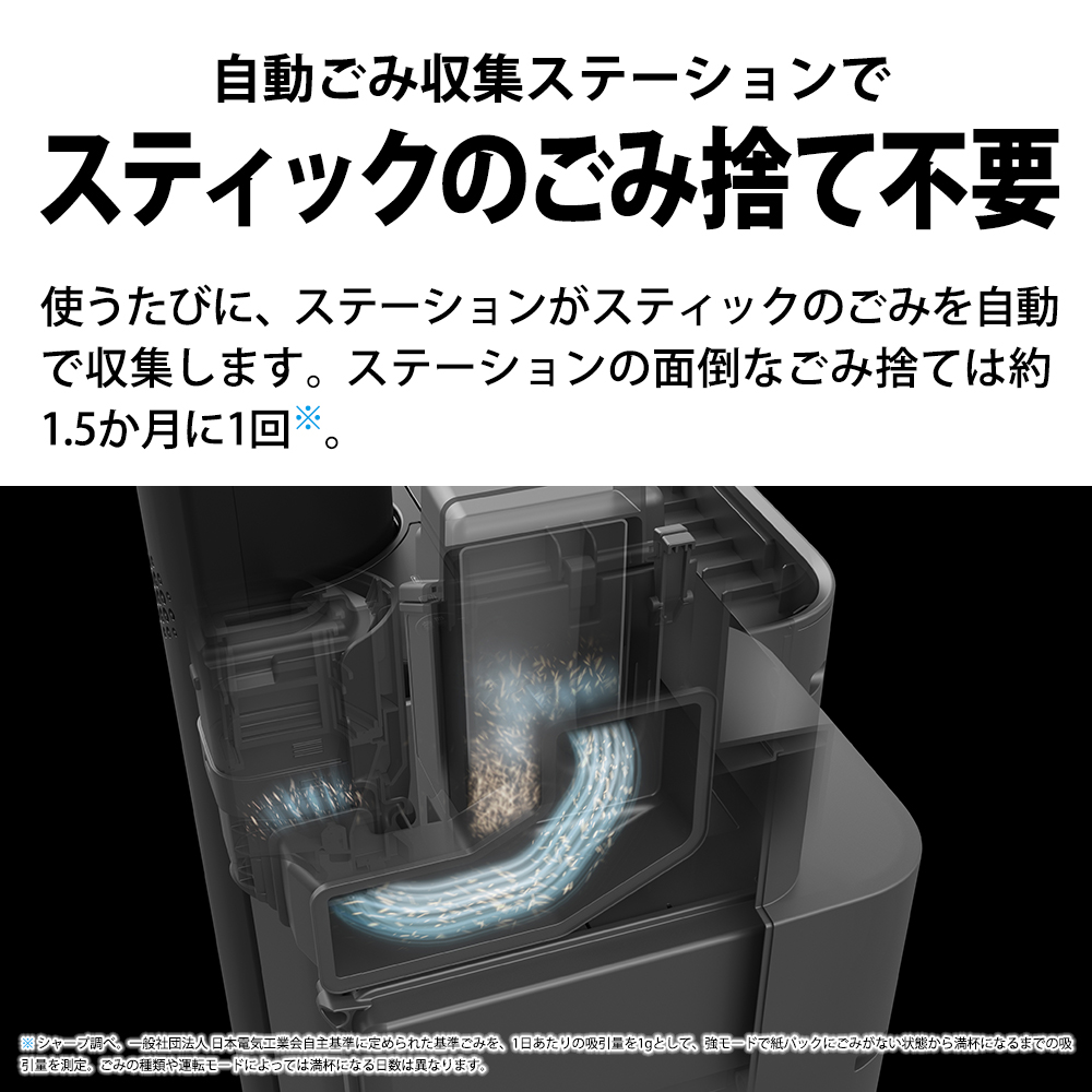 J154　SHARP ステーションタイプ コードレススティック掃除機 EC-XR1-H（グレー系）