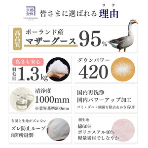 羽毛布団 ピンク シングル ポーランド産マザーホワイトグースダウン95％ 布団 ロワーレ