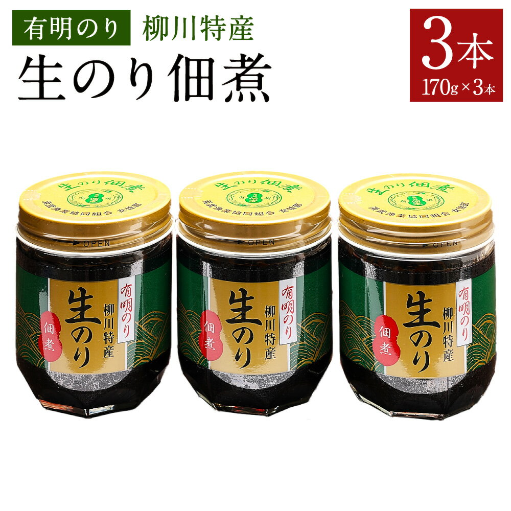 【ふるさと納税】有明のり 柳川特産 生のり佃煮 計510g（170g×3本入） 生のり 生海苔 海苔佃煮 のり 海苔 佃煮 つくだに ごはんのお供 ご飯のお供 有明産 福岡県 遠賀町 送料無料