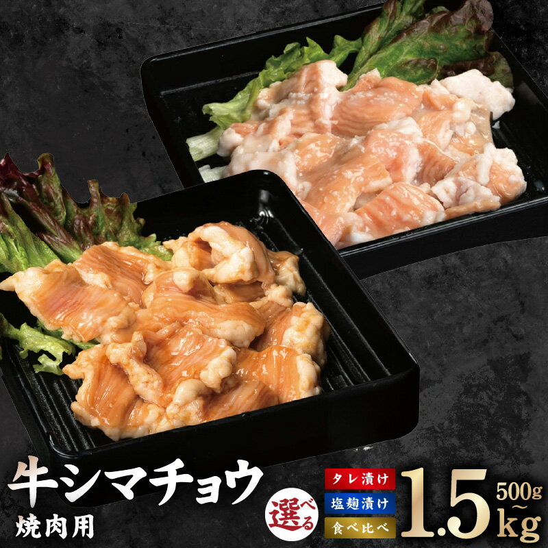 【ふるさと納税】牛シマチョウ 焼肉用 選べる 種類 内容量 タレ漬け / 塩麹漬け 500g / 1.5kg 食べ比べ シマチョウ 希少部位 味付け 小分け 焼くだけ 簡単調理 ホームパーティ BBQ 煮込み おつまみ 牛肉 ホルモン 大阪府 泉佐野市 お取り寄せグルメ 送料無料 肉の泉佐野