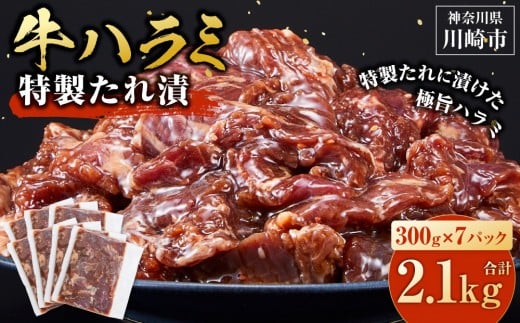 
            牛ハラミ タレ漬け 2.1kg ( 300g × 7 ) お肉柔らか＆タレ美味しい 小分け 使いやすい ハラミ 牛肉 焼肉 バーベキュー 冷凍 味付き 配送時期が選べる 個包装 調理簡単 便利 アウトドア キャンプ 人気 おすすめ
          
