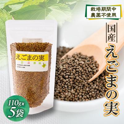 ふるさと納税 富田林市 ≪110g×5≫　国産えごまの実　パックチャック(ジッパー)付き　大阪産(もん)認定品