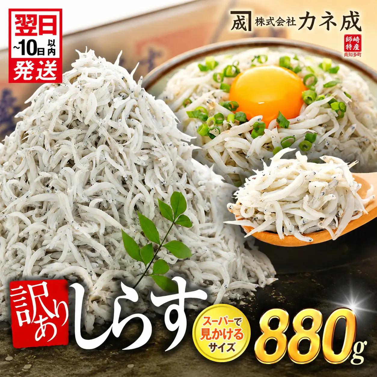 【最短翌日発送】 訳あり 釜揚げ しらす 880g 110g×8パック 小分け 減塩 無添加 無着色