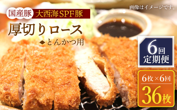 
                  【6回定期便】大西海SPF豚 国産豚 厚切りロース とんかつ用 計900g（6枚） 訳あり ＜大西海ファーム＞ [CEK176]
                