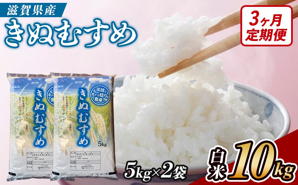 
                  【3ヶ月定期便】【令和7年産】近江米きぬむすめ白米10kg（5kg×2袋）　米 定期便 10kg 3回 産地直送 キヌムスメ
                