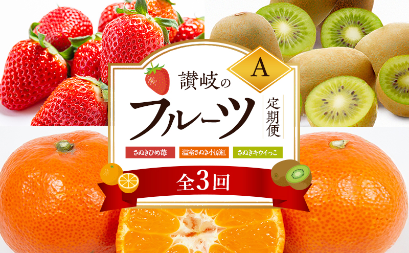 【2月、7月、11月に発送】讃岐のフルーツ定期便  A（全3回）【さぬきひめ苺】【温室さぬき小原紅(紅みかん) 】【さぬきキウイっこ】