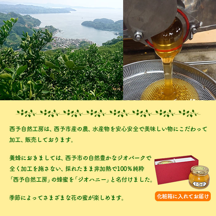 ＜みかん蜂蜜「ジオハニー」330g×2瓶＞ はちみつ みかん 柑橘 非加熱 純粋100％ 西予自然工房 愛媛県 西予市