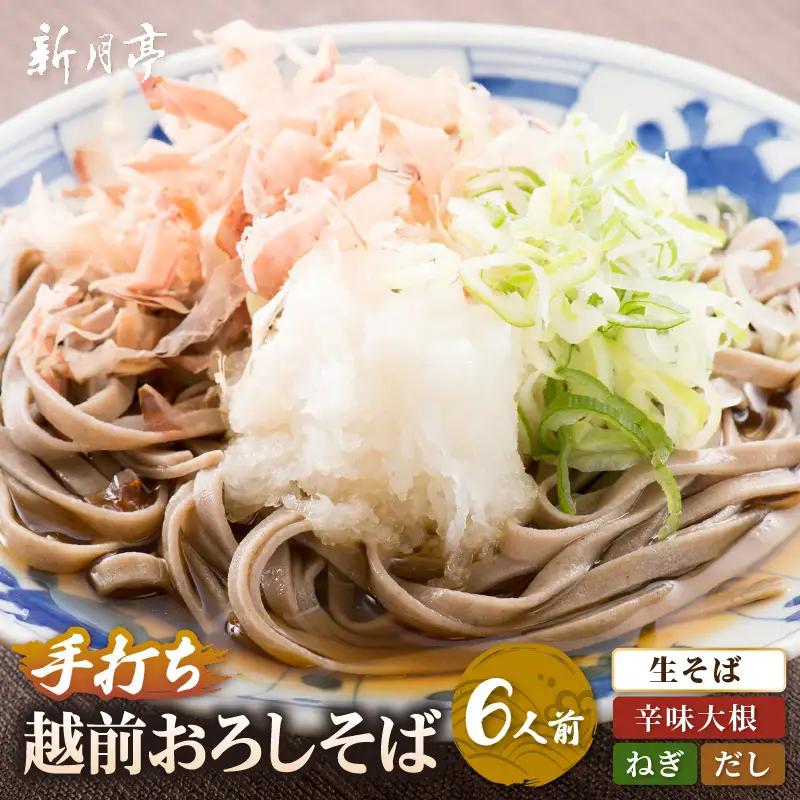 【だし 辛味大根ねぎ付】新月亭の生そば6人前 越前そば [e21-a008]