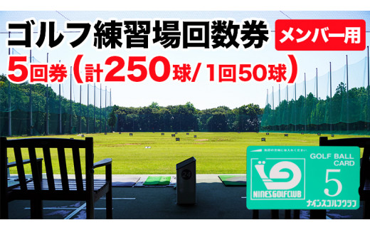 
ゴルフ練習場回数券 5回券（250球） メンバー用 イベントやチケット ゴルフ場利用券 打ちっぱなし 回数券 アウトドア メンバー [CD001ya]
