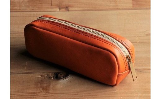 イタリアンレザーペンケース（筆箱） 【オレンジ】Z007VC03